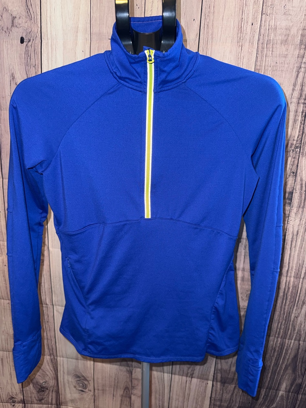 Athleta Momentum Half Zip Running Top Royal Blue Thumbhole Watch Cuff XXS 💙